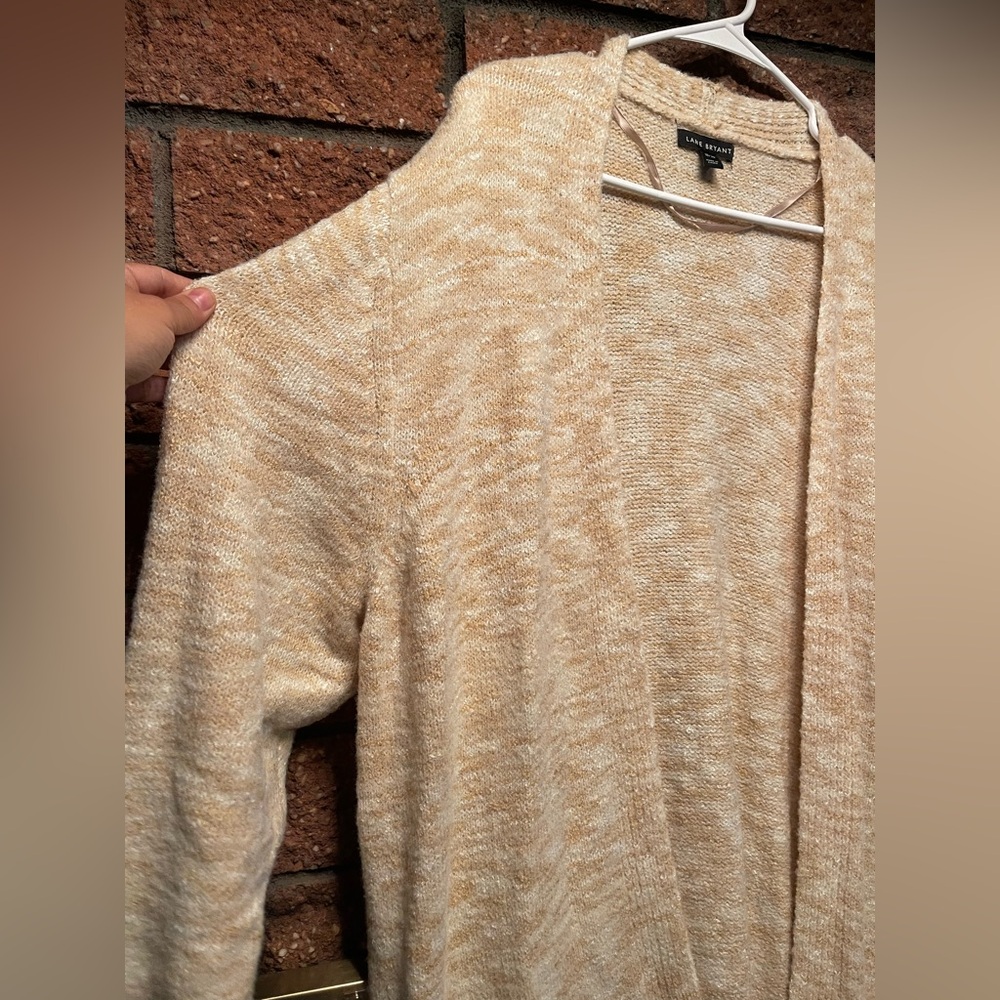 Lane Bryant Women Open Front Cardigan Beige Button Detail Long Sleeve Size 18/20 - Picture 5 of 11